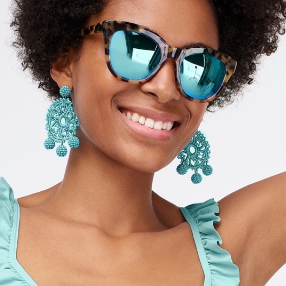 JCREW Beaded Crochet Earrings NWT OS Pink - Picture 4 of 7